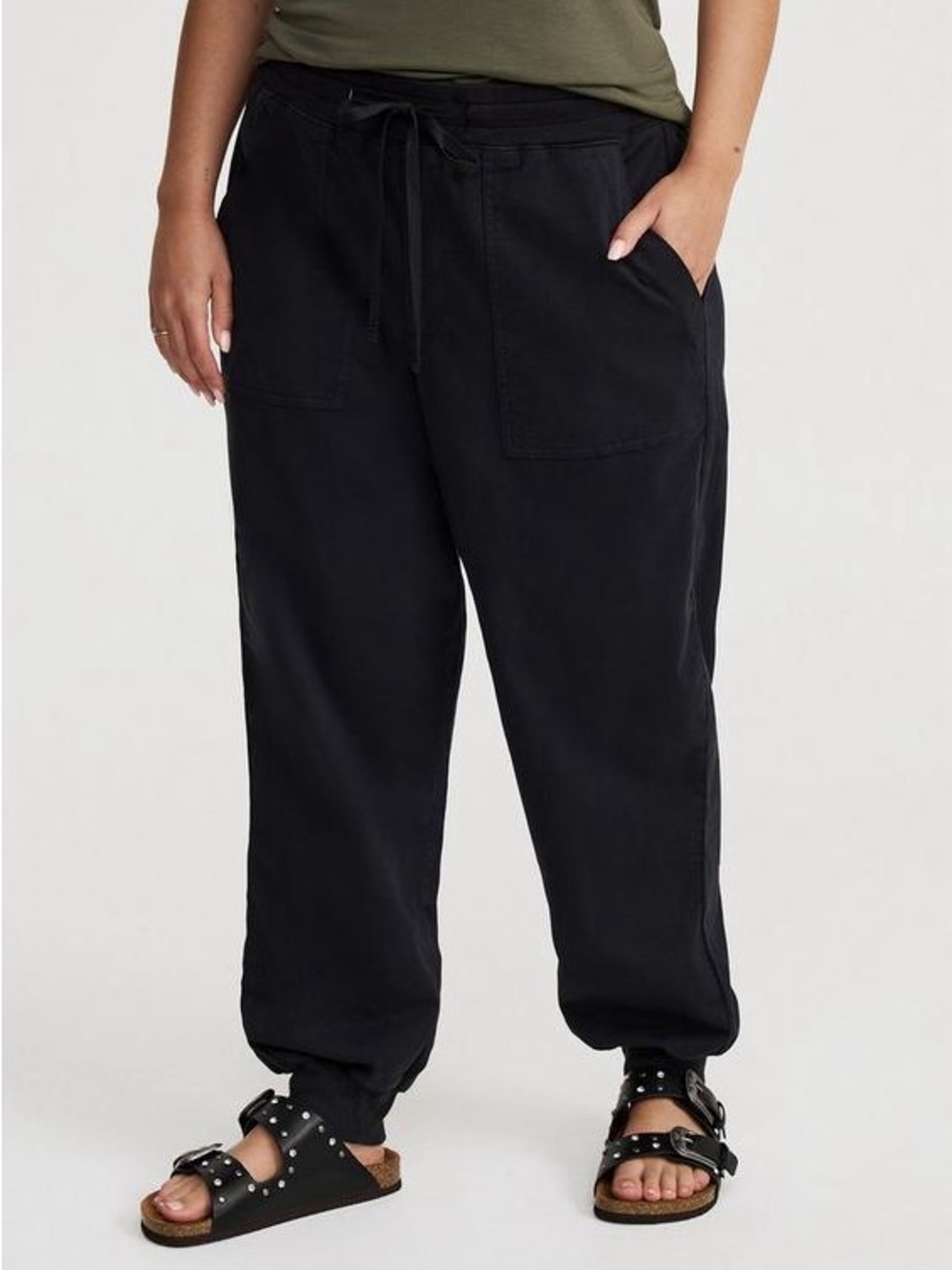 Torrid High-Rise Pull-On Jogger Black Drawstring Relaxed Pants Size 1X Short